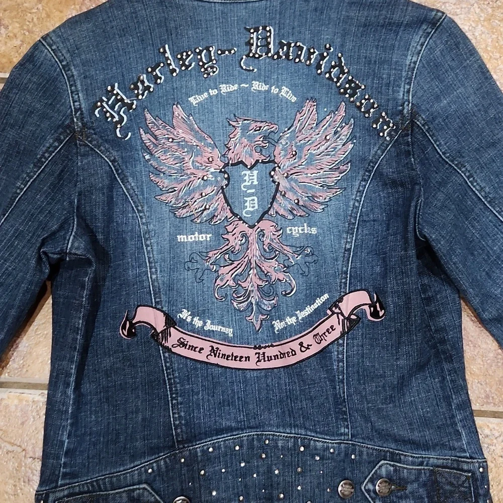 Harley Davidson denim jacket Womens Size Small - Picture 6 of 7